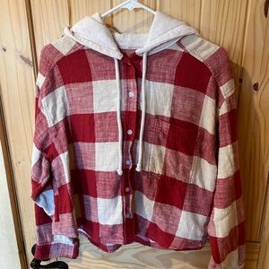 American Eagle Outfitters Red and Green Plaid Shirt